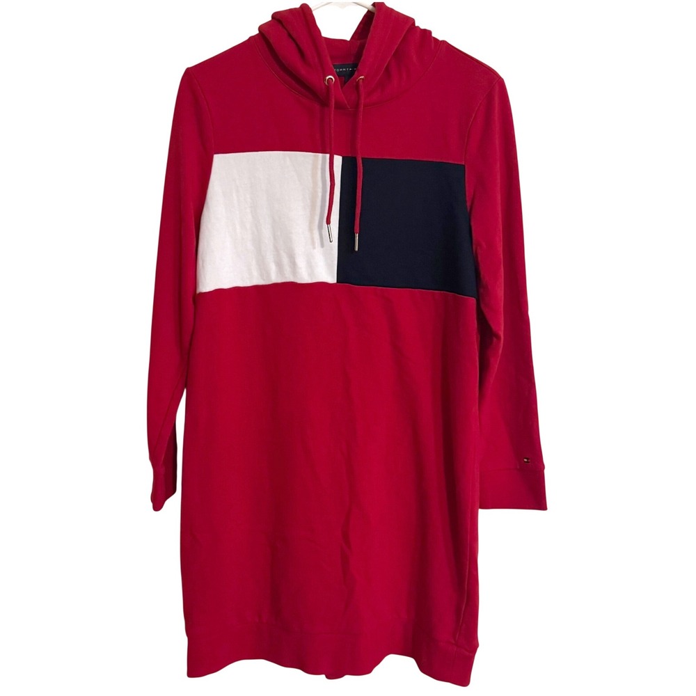 Tommy Hilfiger Red Flag Hoodie Hooded Dress Women's Medium